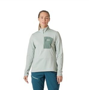 Helly Hansen Versalite Half Zip Grid Fleece Pullover Small Sage Green mid-layer